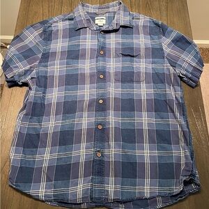 Old Navy Men's Navy Plaid Button Down Shirt Slim Fit
